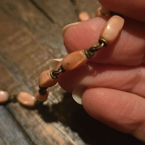 Vintage Pink Bronze Silver Tone Medals Color Rosary Necklace Faith Love Hope - Picture 13 of 16